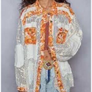 POL Orange and White Patchwork jacket